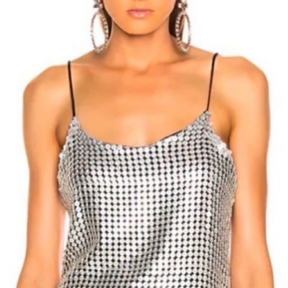 DODO BAR OR Etta Silver Metallic Sequin Spaghetti Strap Midi Slip Dress small - Picture 3 of 13